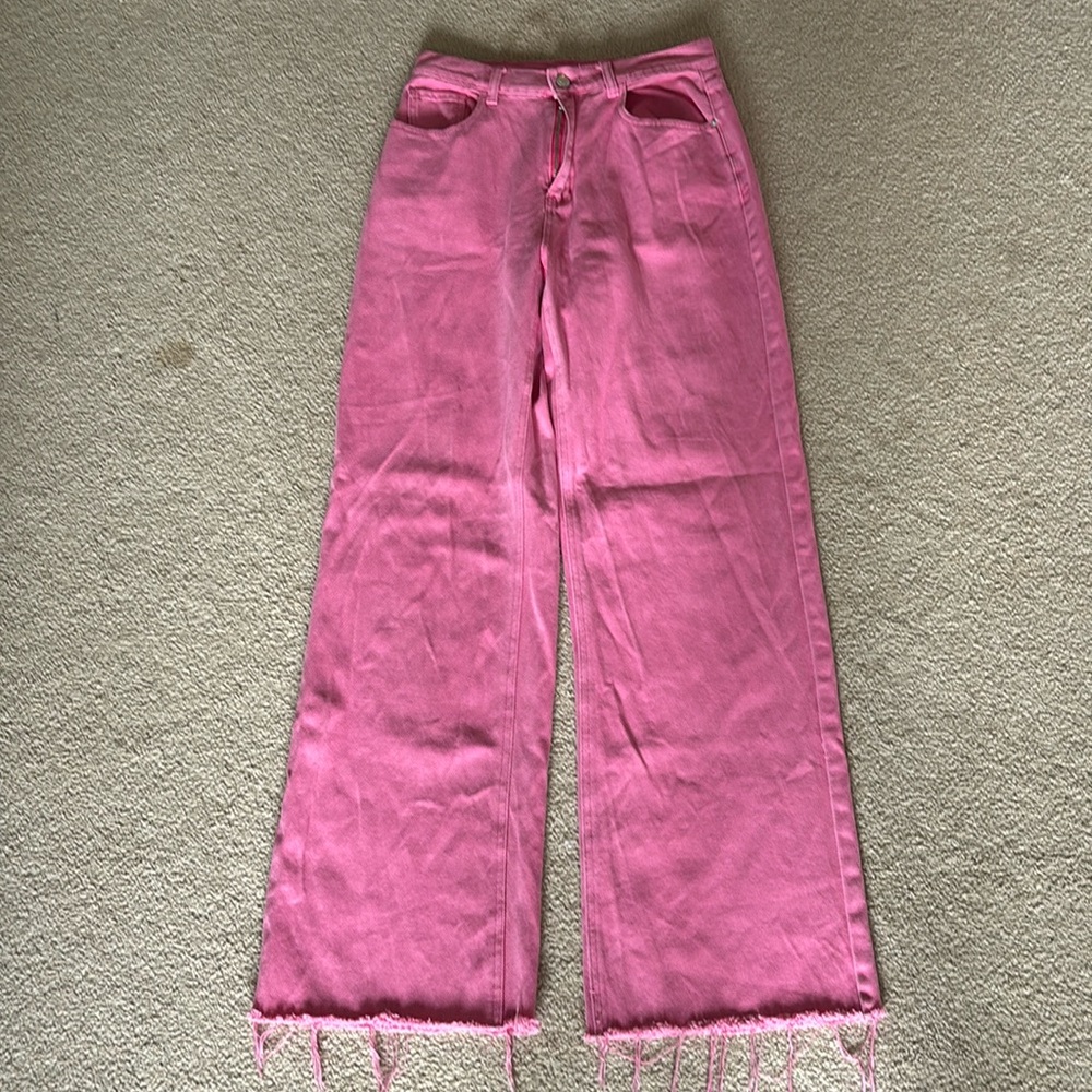 Pink jeans high waisted